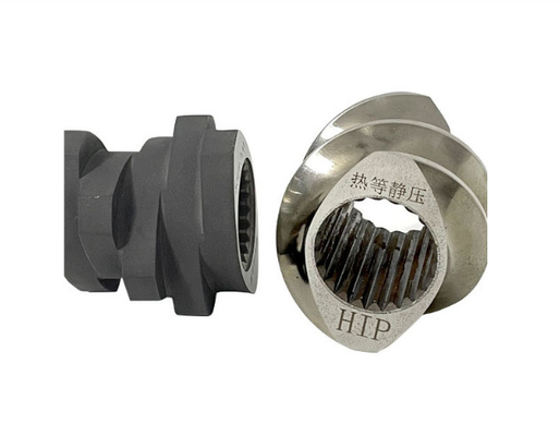 Parts voor parallelle twee-schroef-extruder voor de productie van verbindingen, re-compounds en regranulates