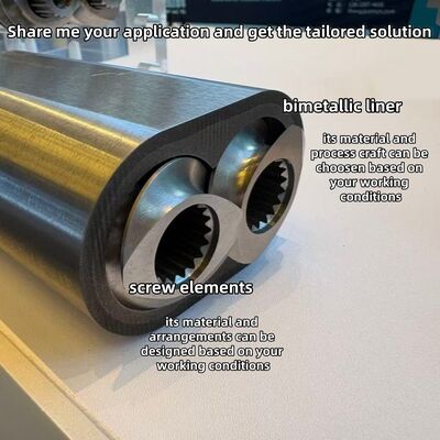 Hoogwaardige nikkelchroomwolfraamcompositievatenliner voor twee-schroef-extruder met 600°C-temperatuurweerstand en HRC 58-62 hardheid