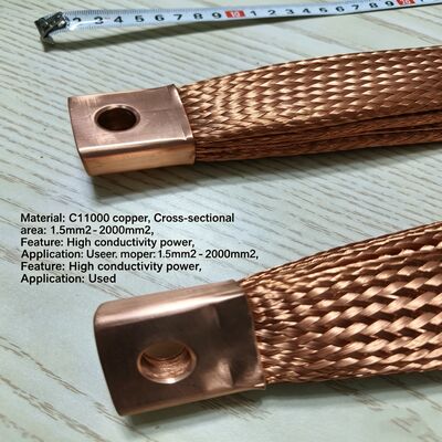 Flexible connector met pure koperen vlecht met vernikkelde oppervlakte en aangepaste isolatie voor elektriciteitsdistributie