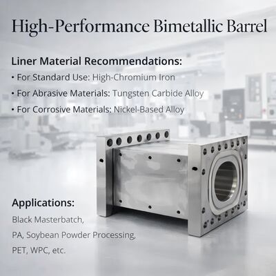 Nikkellegering Twin Screw Extruder Barrel met slijtage- en corrosiebestendigheid voor hoge prestaties